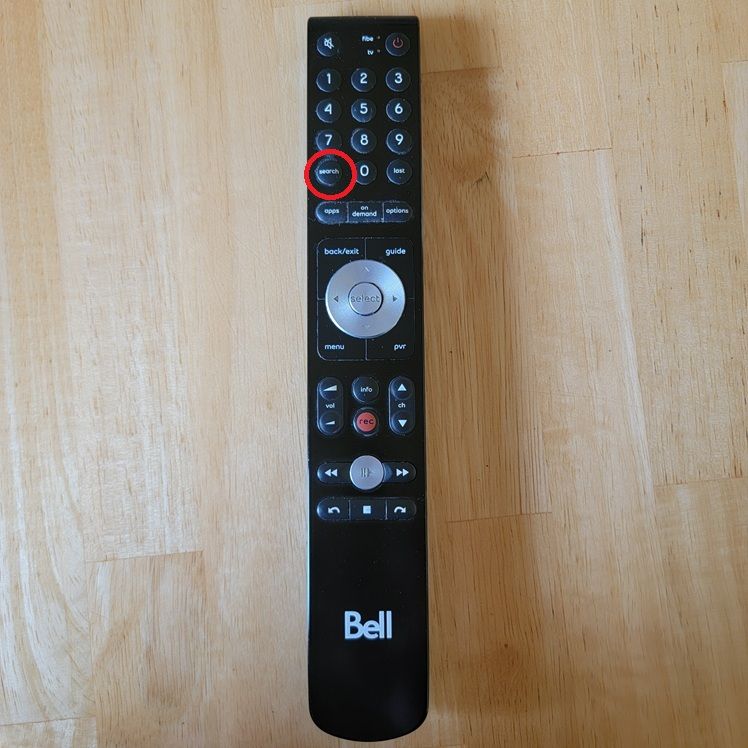 Search button on remote