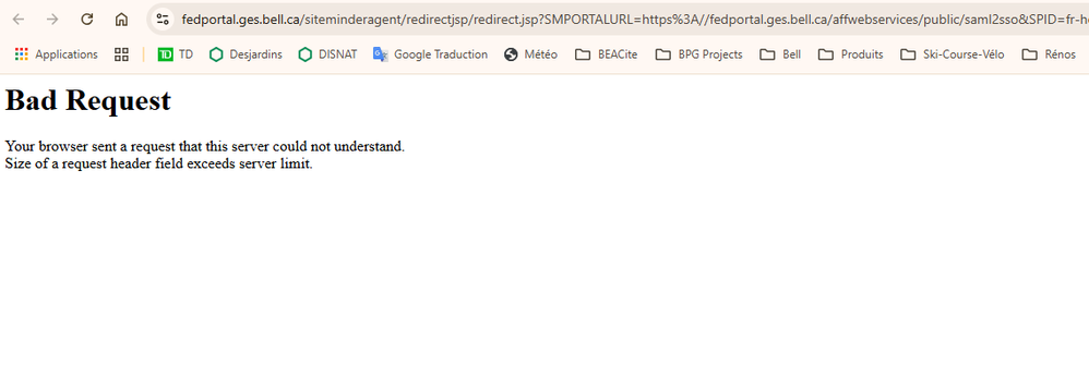 Apres avoir entré le ID et mot de passe MonBell, la page affiche ceci.
